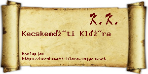 Kecskeméti Klára névjegykártya