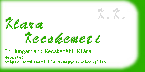 klara kecskemeti business card