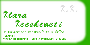 klara kecskemeti business card